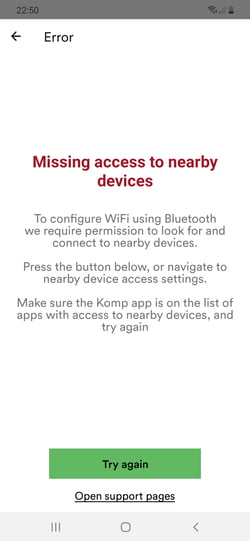 Missing access to nearby devices